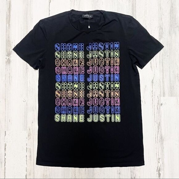 Shane Justin ‘ Retro Tee ‘ in Black - Neon - Picture 1 of 4
